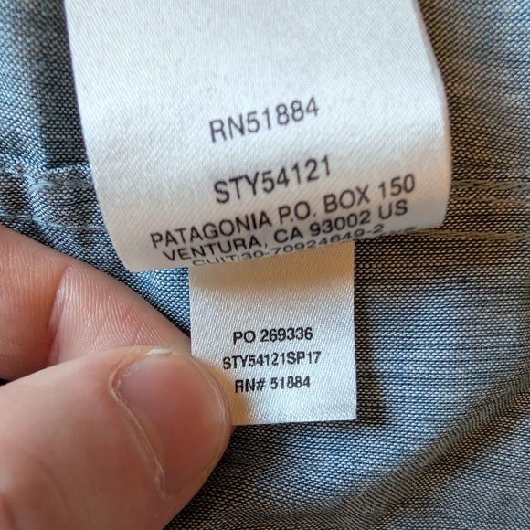 Patagonia Button Down Mens XL Grey Blue Moon Logo Organic Cotton STY54121 SP17 - Picture 6 of 8
